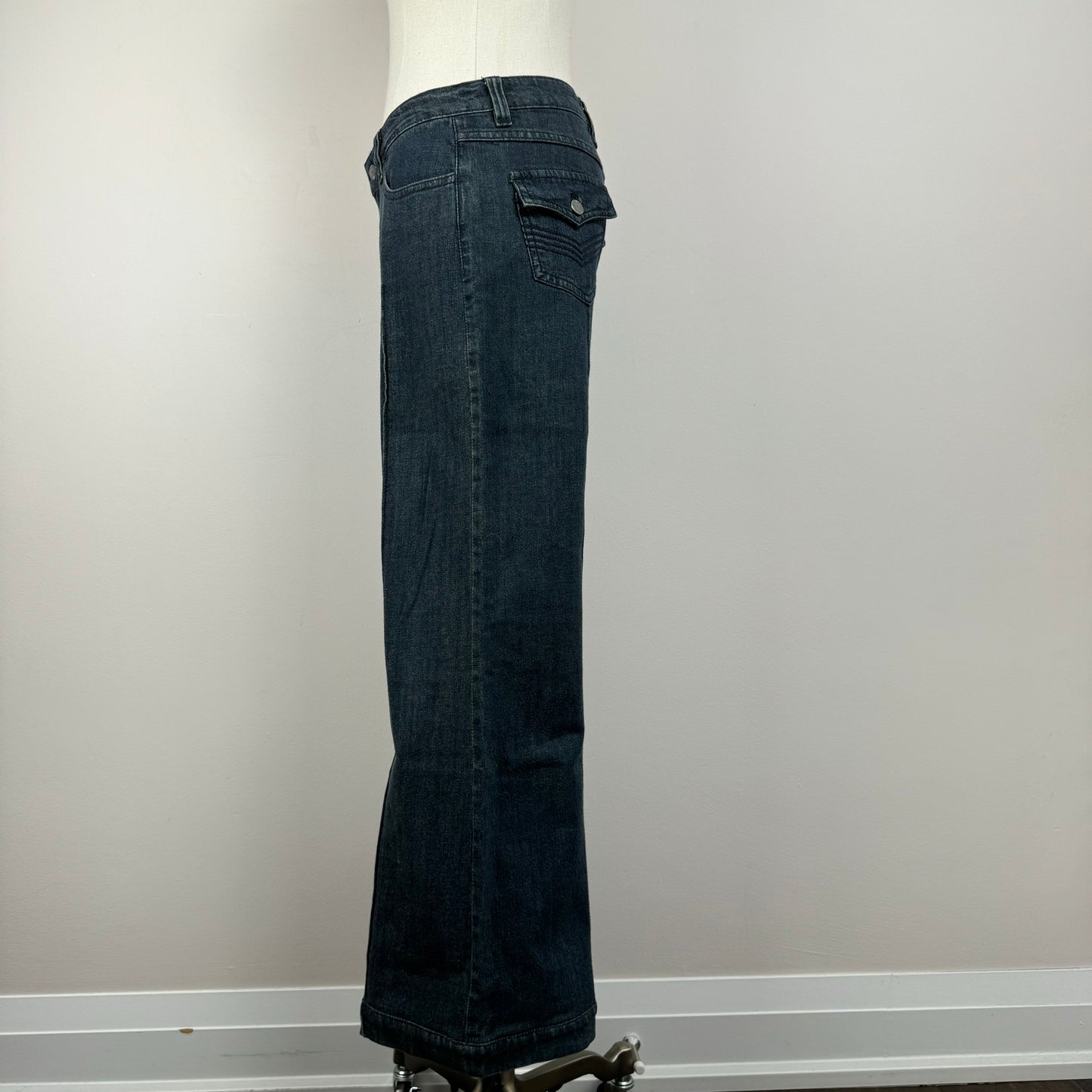 Faded Wide Leg Low Rise Jeans