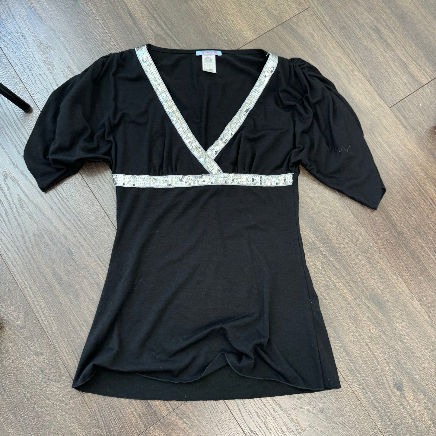 Y2K Babydoll Sequin Trim Top