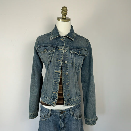 Vintage Fitted Faded Denim Jacket