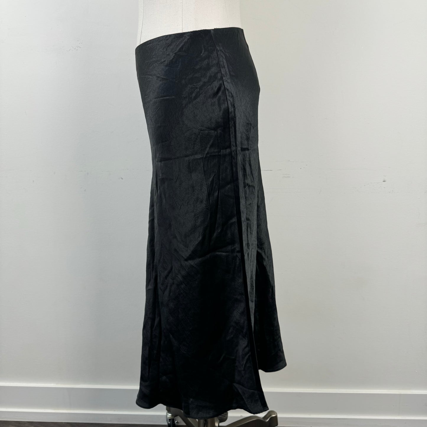 Black Satin Midi Skirt