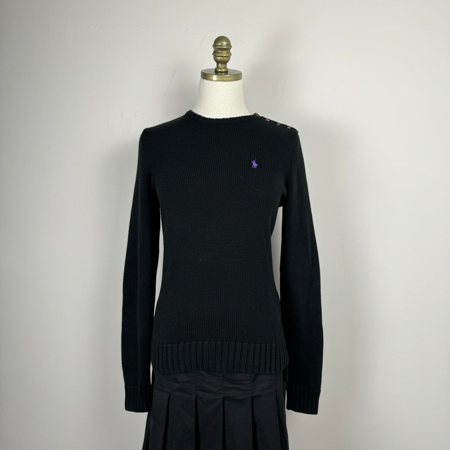 Vintage Black Polo Knit Sweater