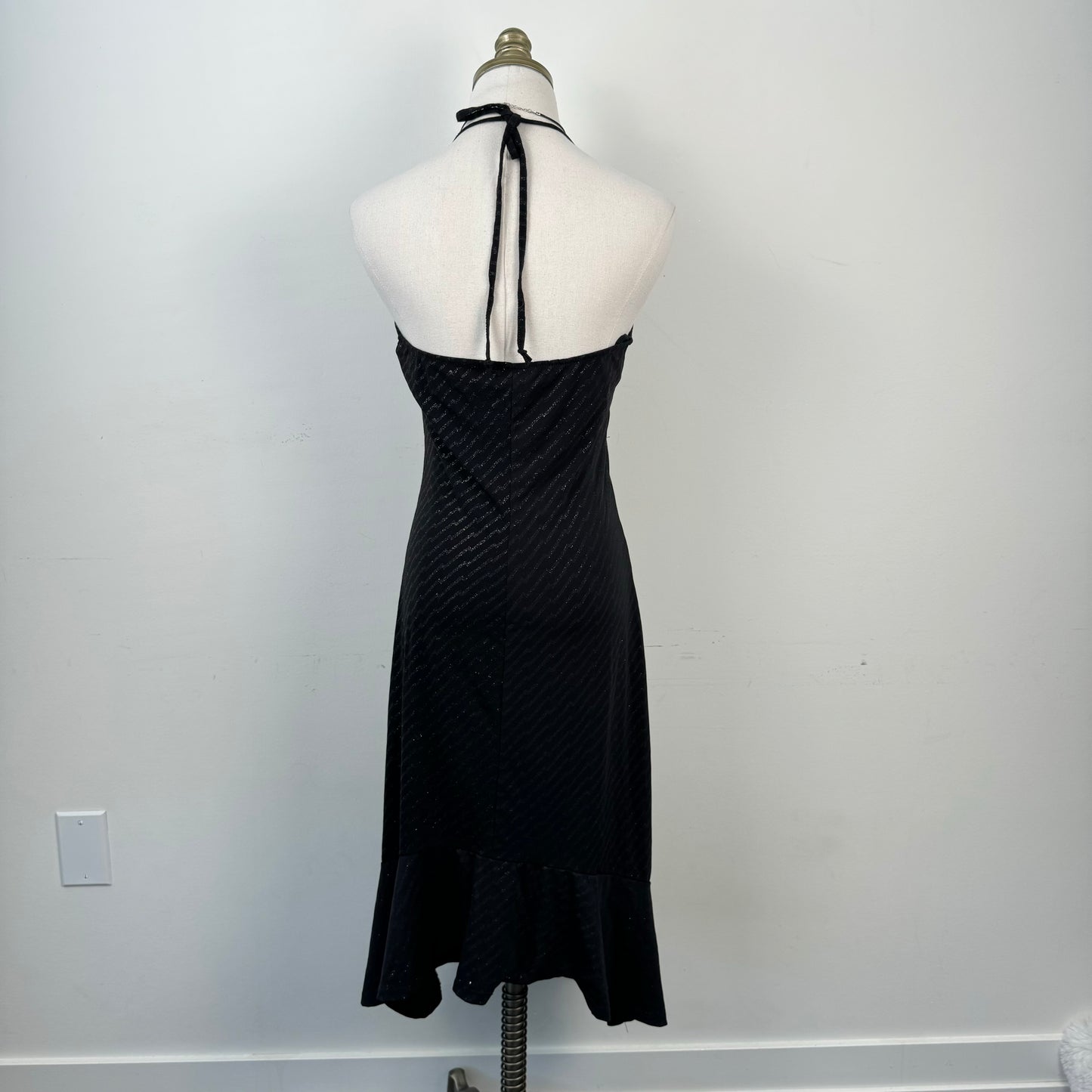 Black Halter Babydoll Midi Dress