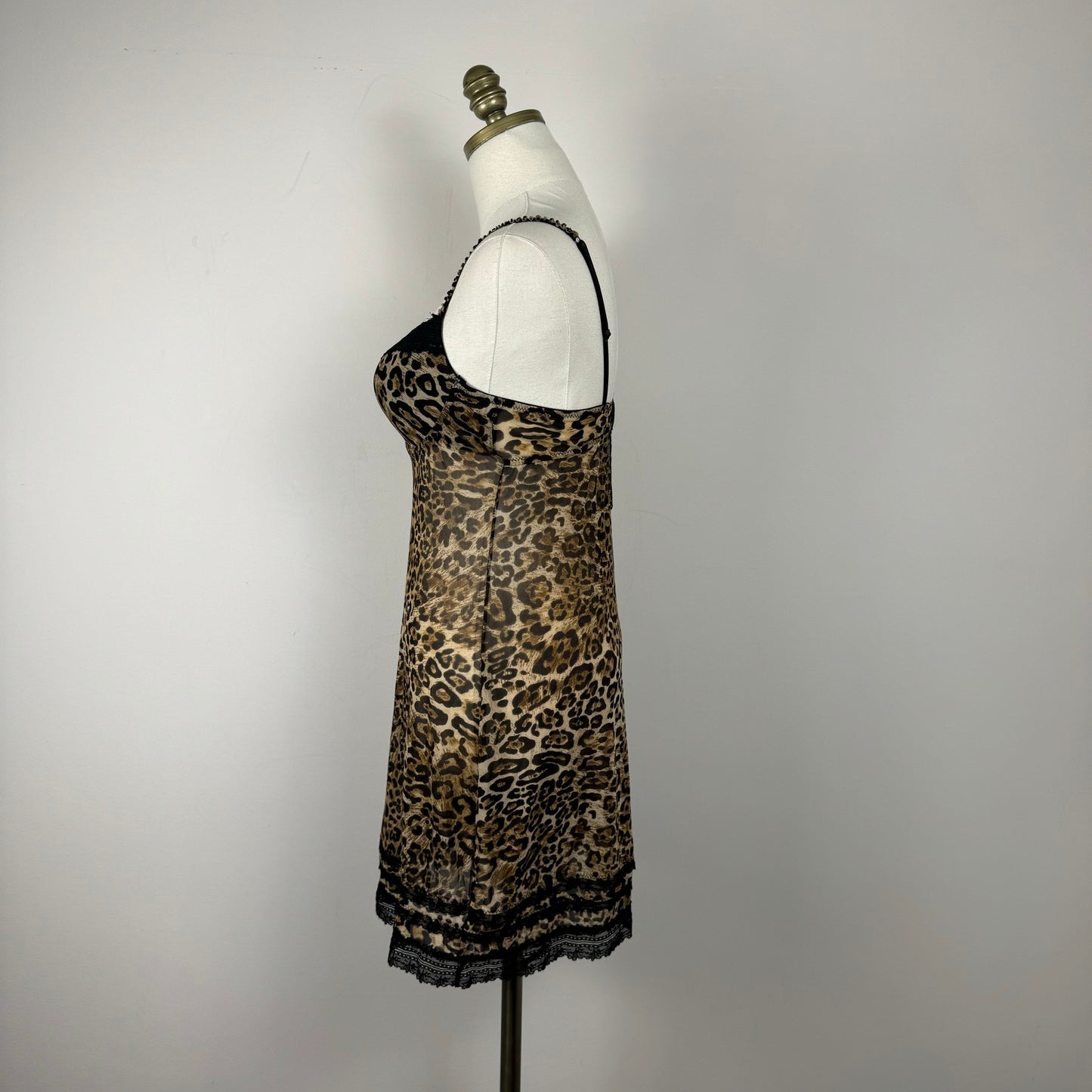 Leopard Print Babydoll Mesh Slip