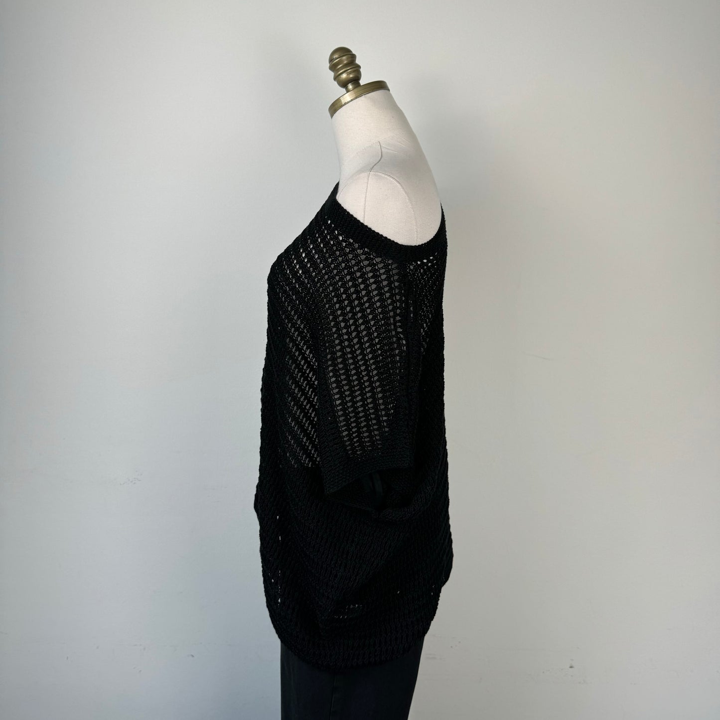 Black Off Shoulder Knit Poncho