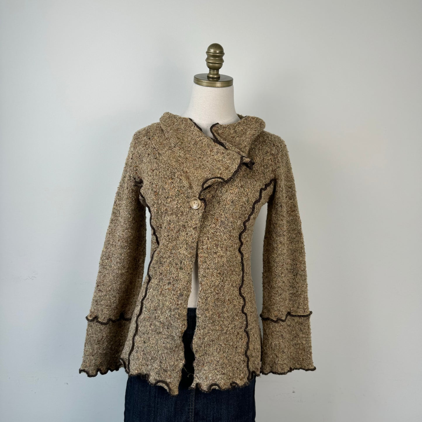 Boho Open Front Cardigan with Bell Sleeves