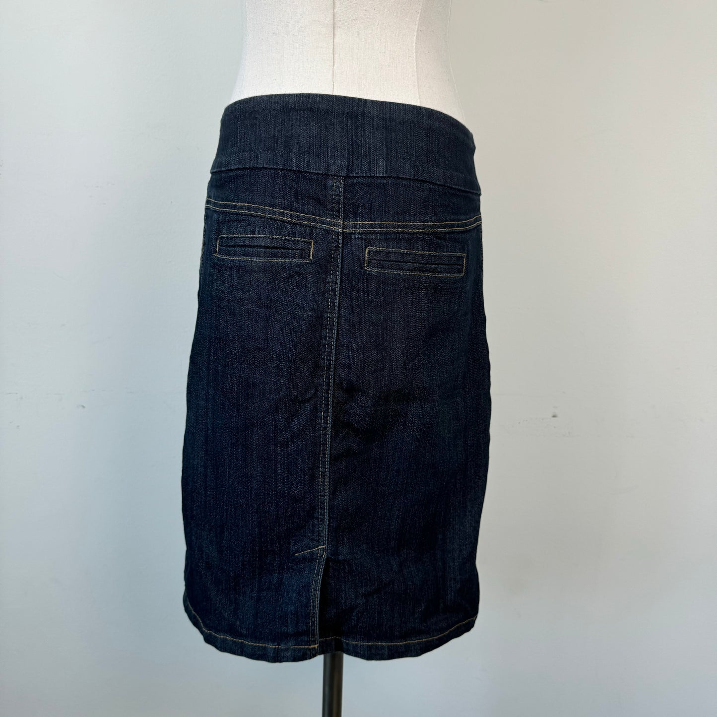 Dark Wash Denim Midi Skirt
