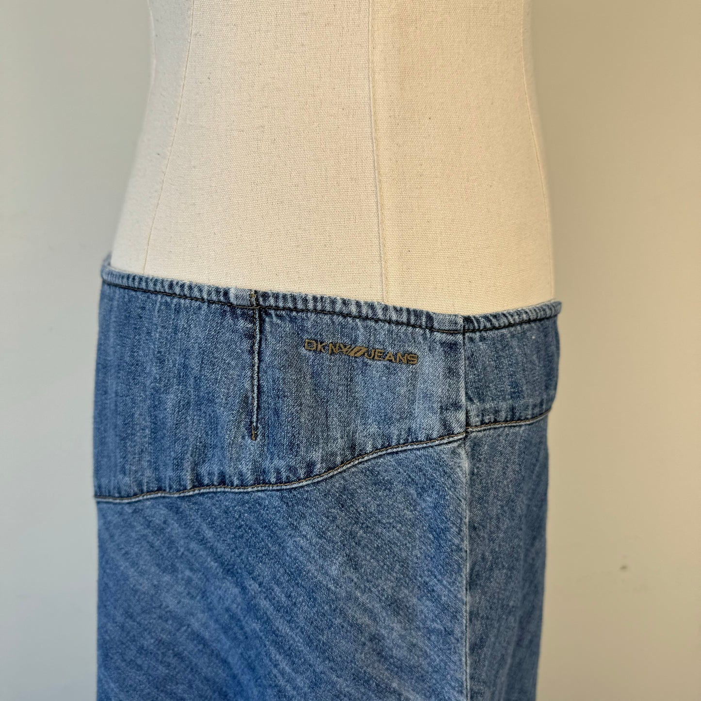 DKNY Tiered Denim Midi Skirt