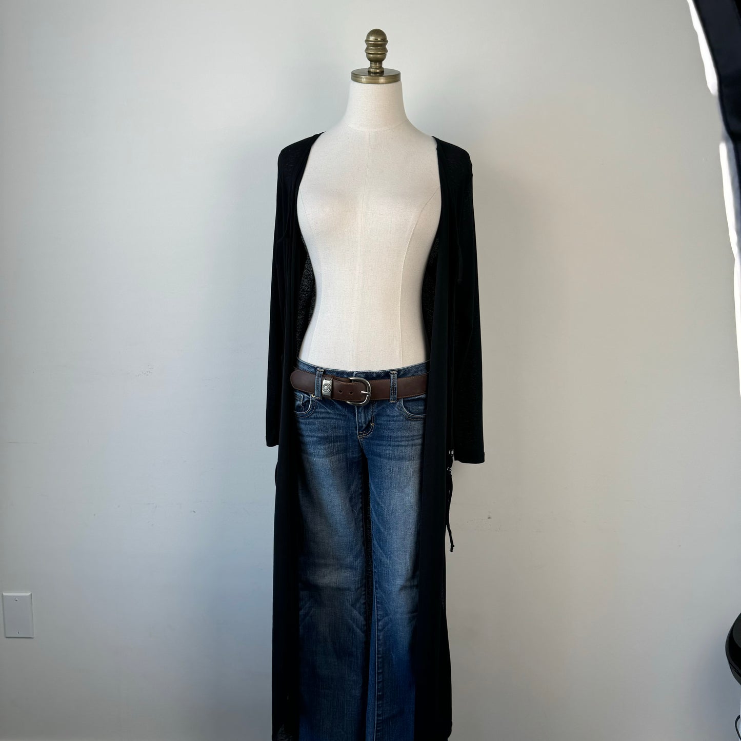 Open Front Tie Up Maxi Cardigan