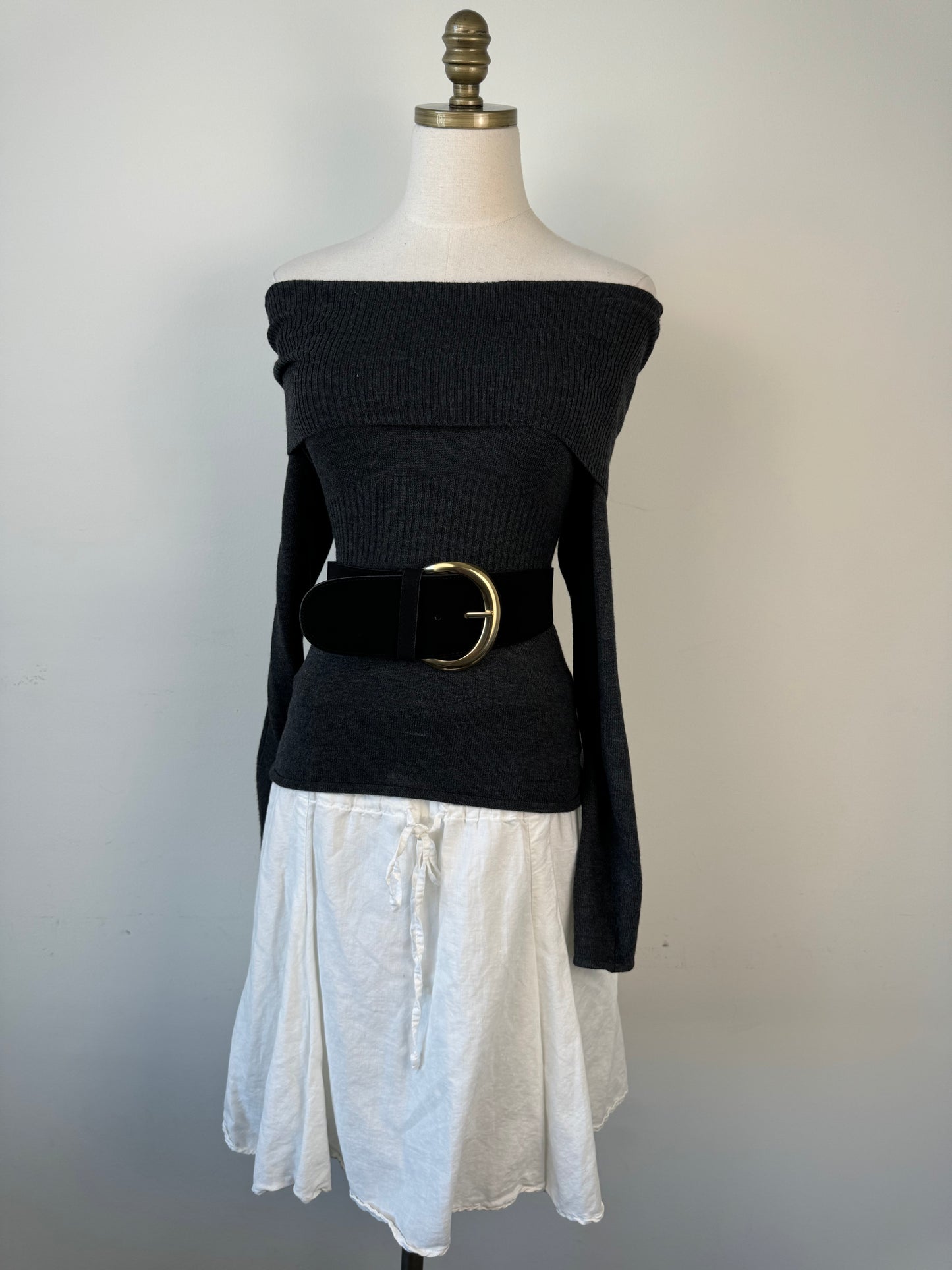 Black Chunky Large Buckle Leather Belt