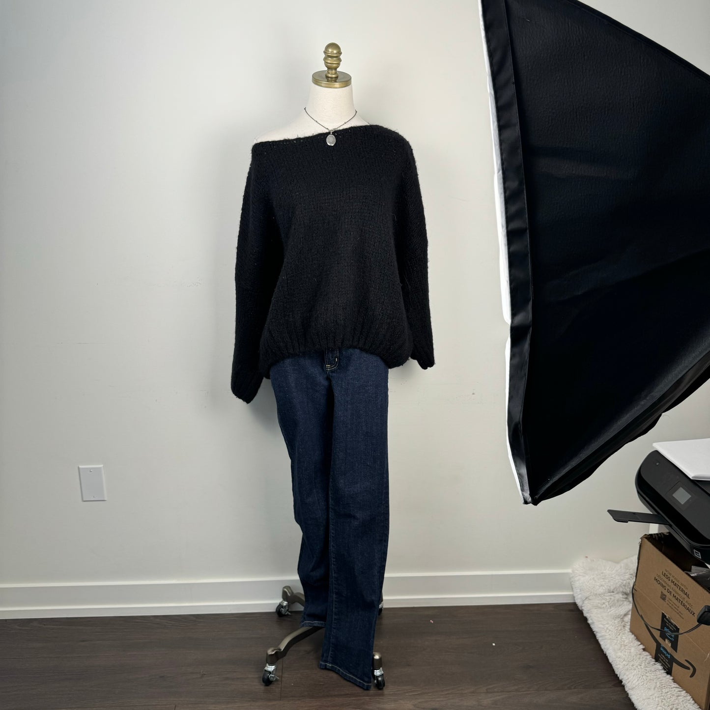 Black Off Shoulder Sweater