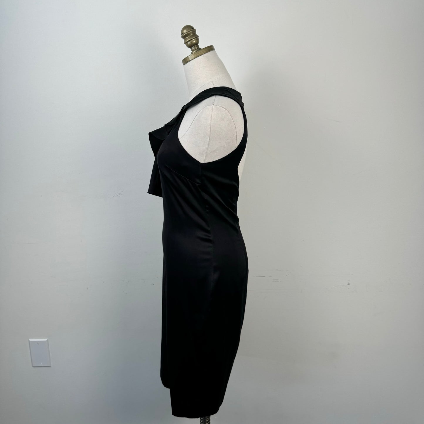 Marciano Silk Halter Neck Ruffle Midi Dress