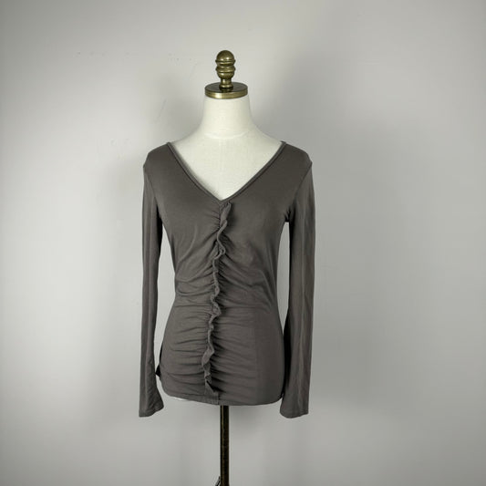 Vintage Taupe Fitted Ruched Top