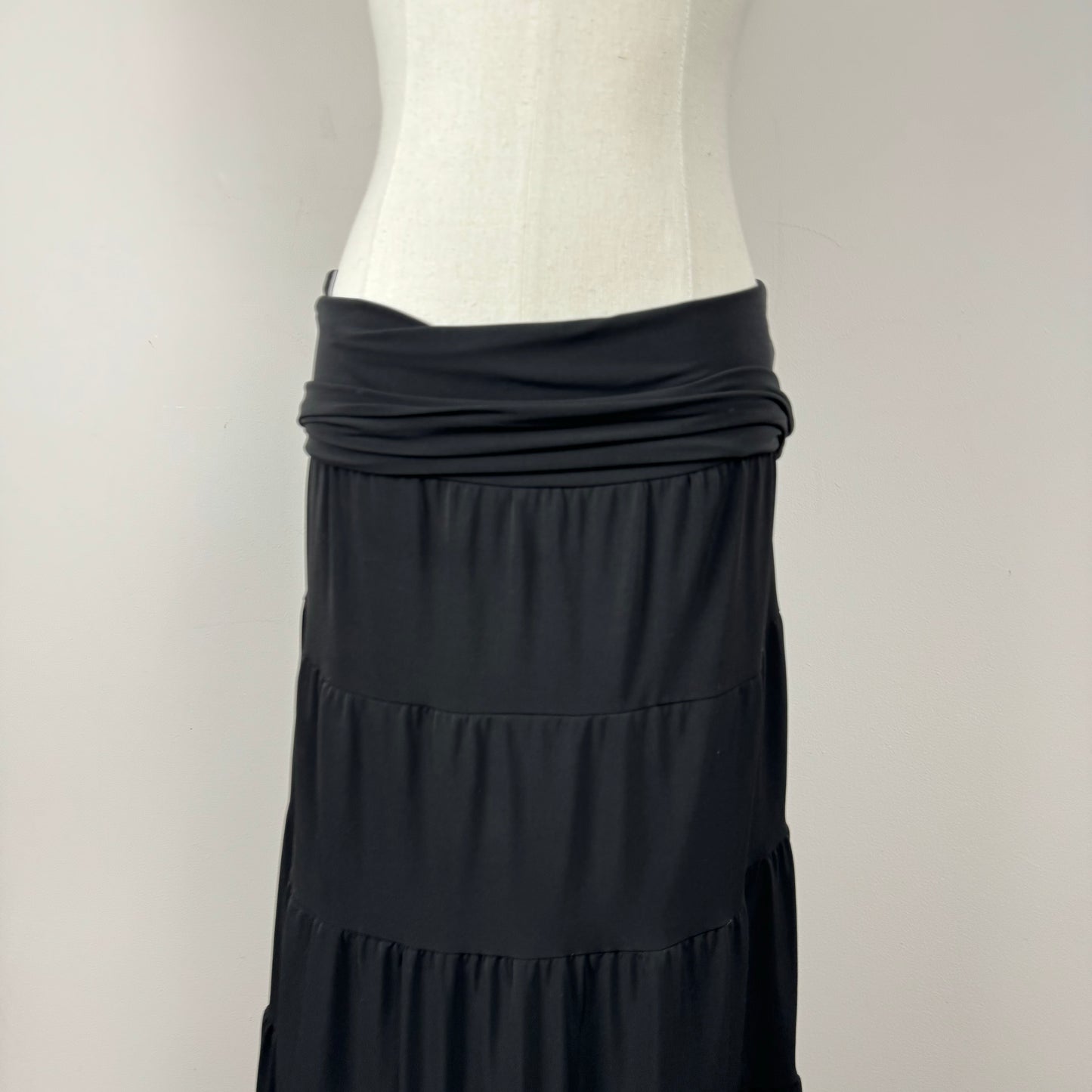 Vintage Black Tiered Maxi Skirt