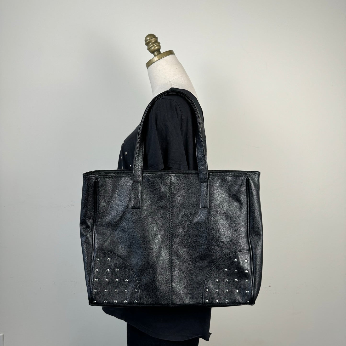 Oversized Black Studded Leather Bag