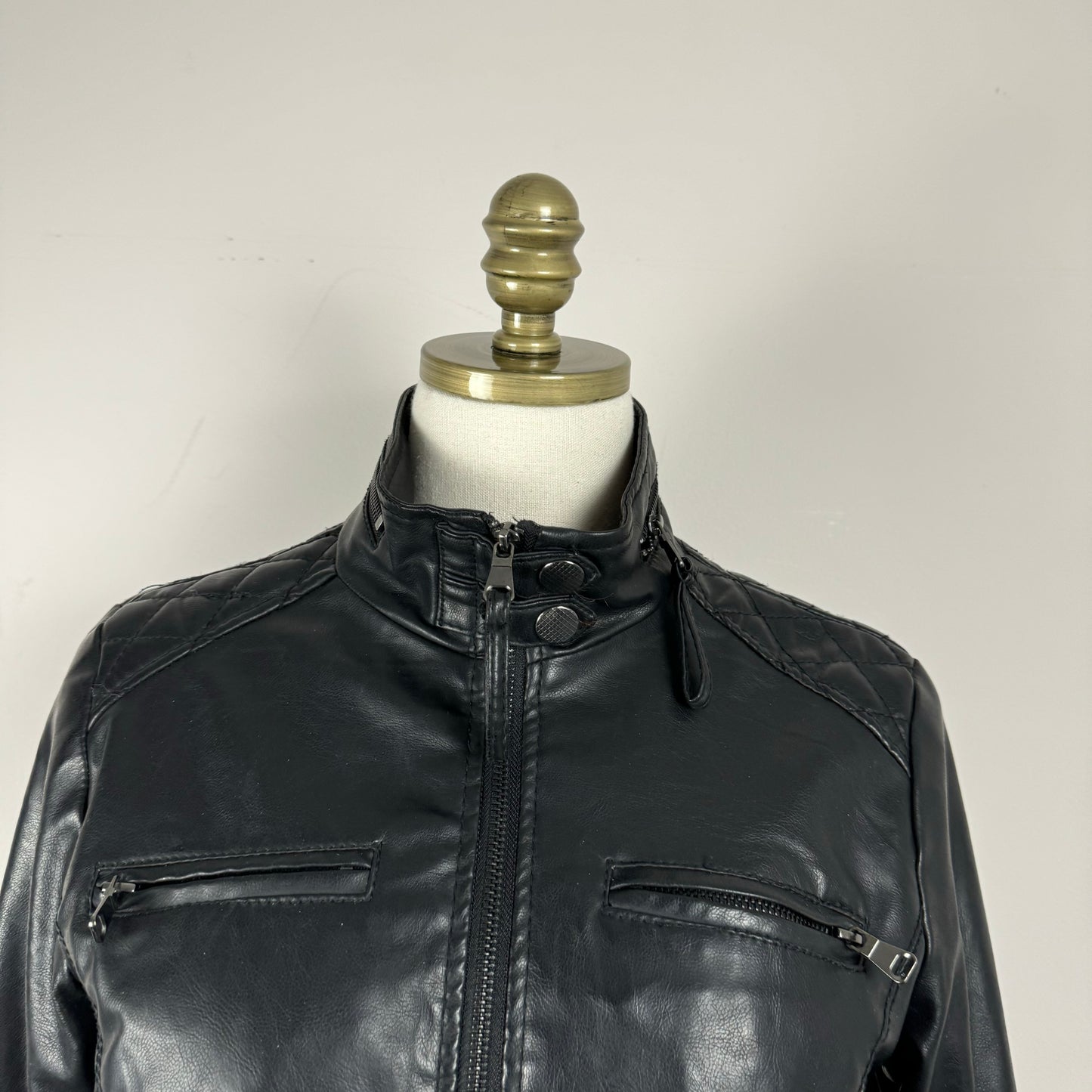 Vintage Black Leather Moto Jacket