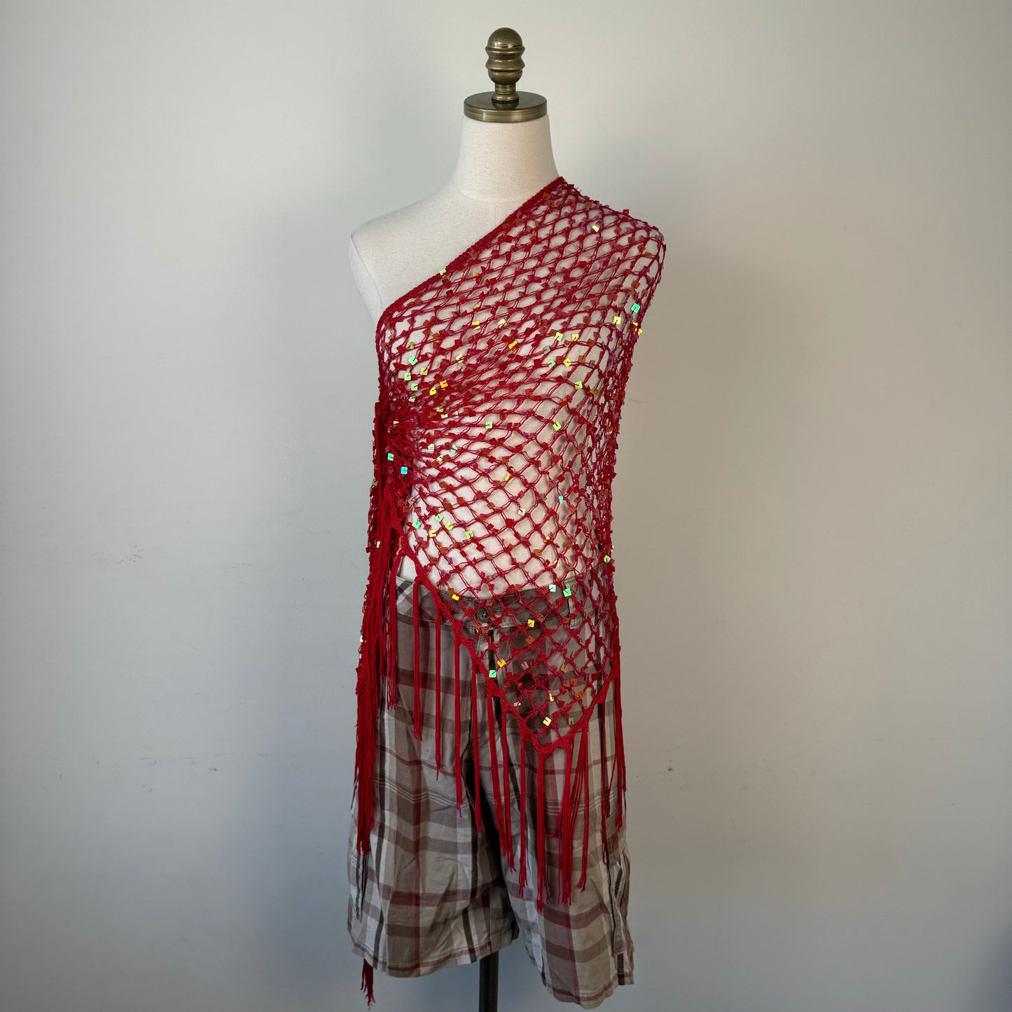 Red Knit Skinny Scarf