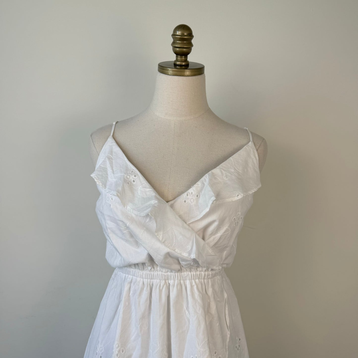 White Linen Babydoll Mini Dress