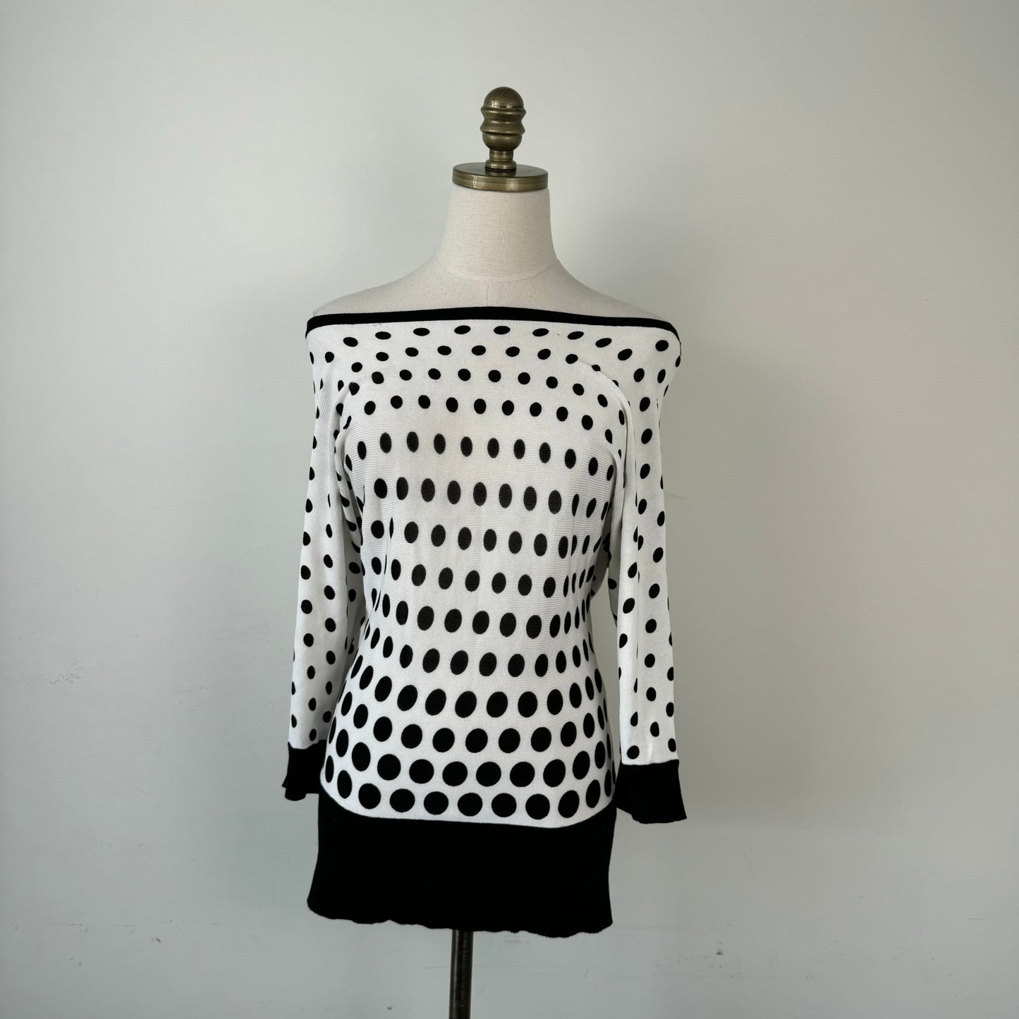 Polka Dot Off Shoulder Dolman Knit Top