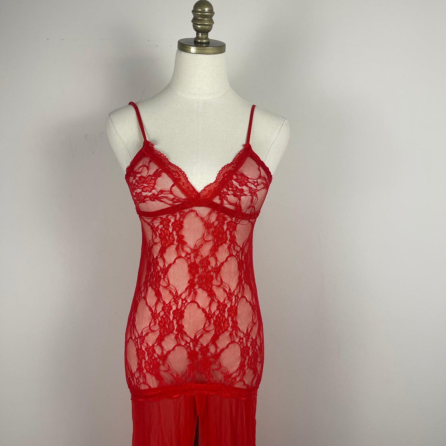 Red Babydoll Lace Open Front Dress