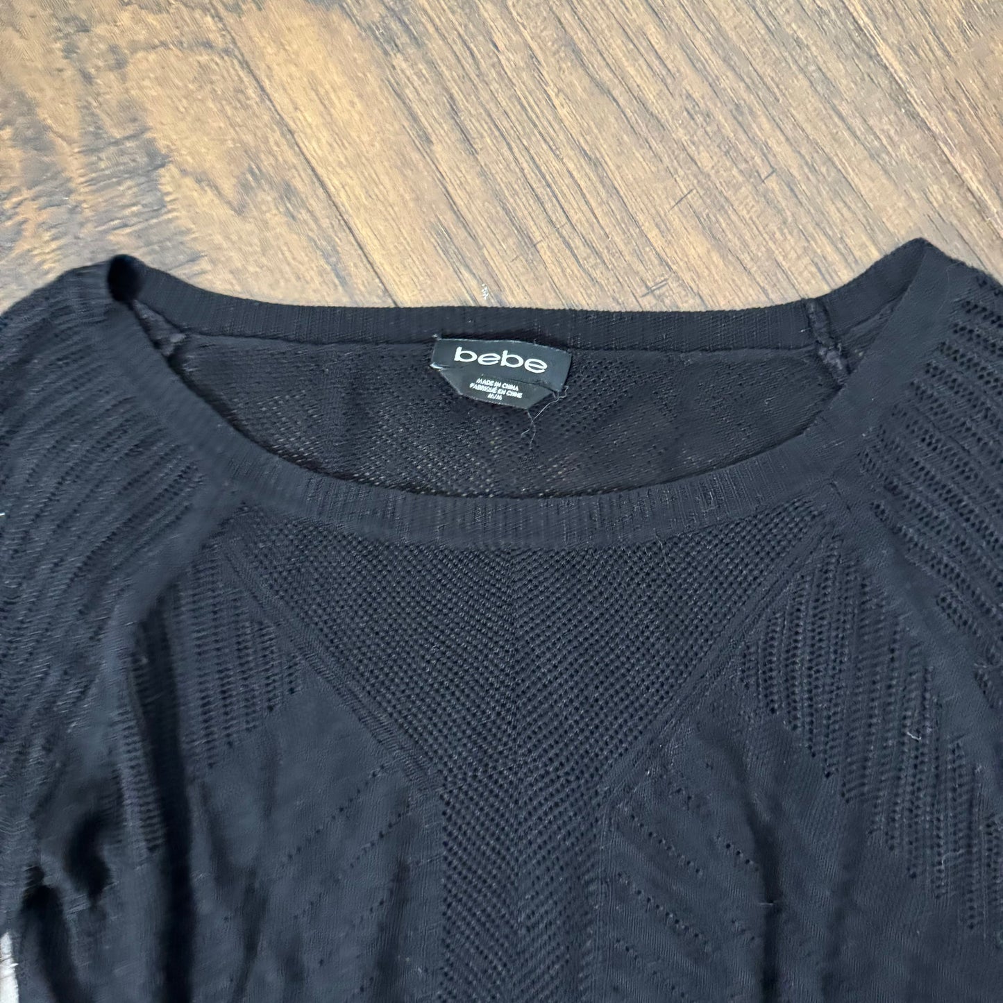 Bebe Black Open Knit Sweater