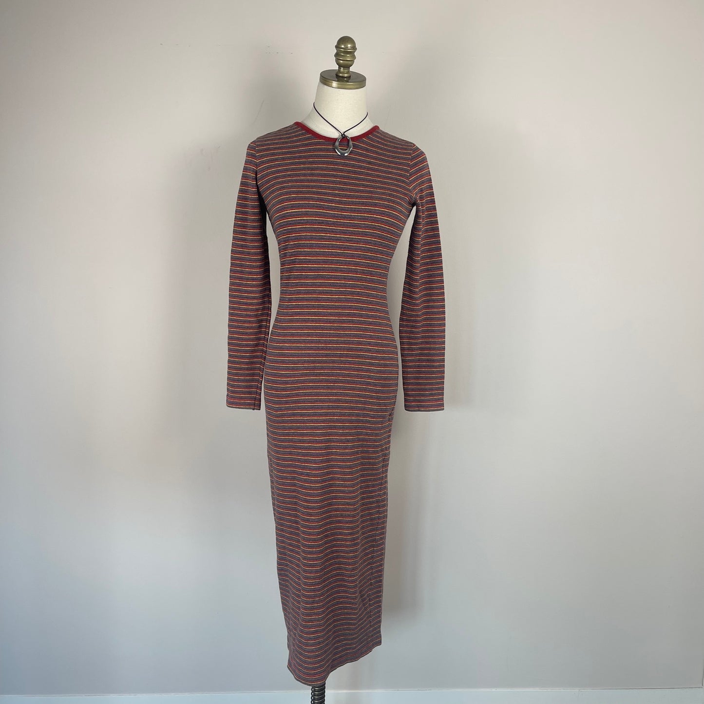 Vintage Striped Knit Maxi Dress