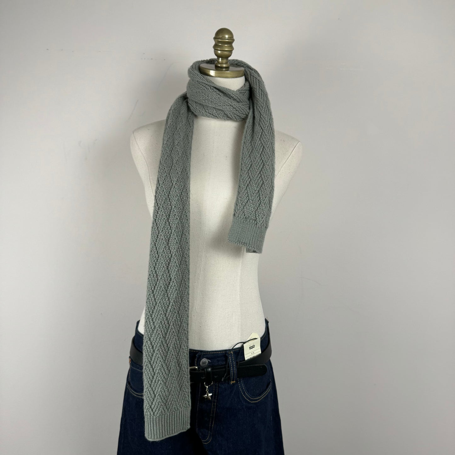 Grey Soft Knit Scarf