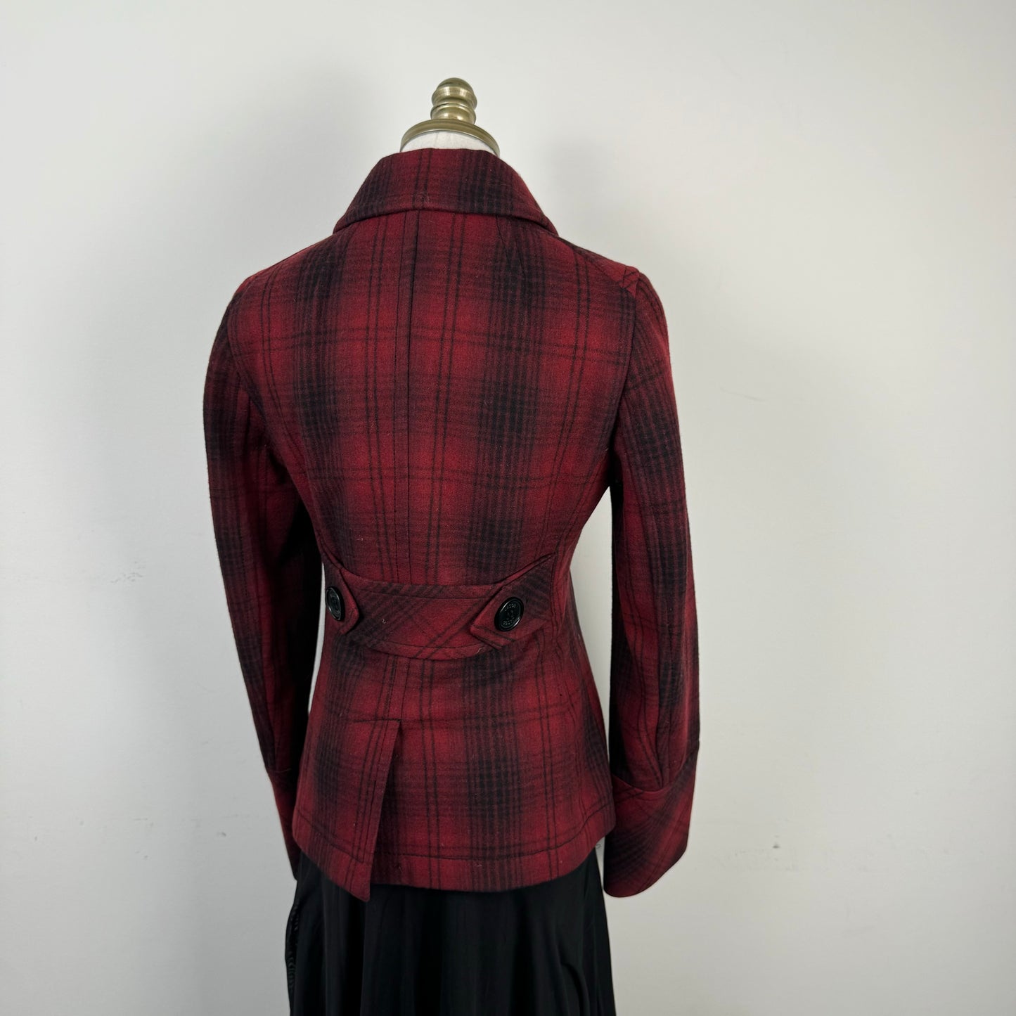 Wool Plaid Button Up Jacket