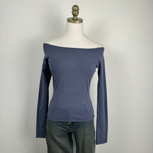 Brandy Melville Off Shoulder Fitted Long Sleeve Top