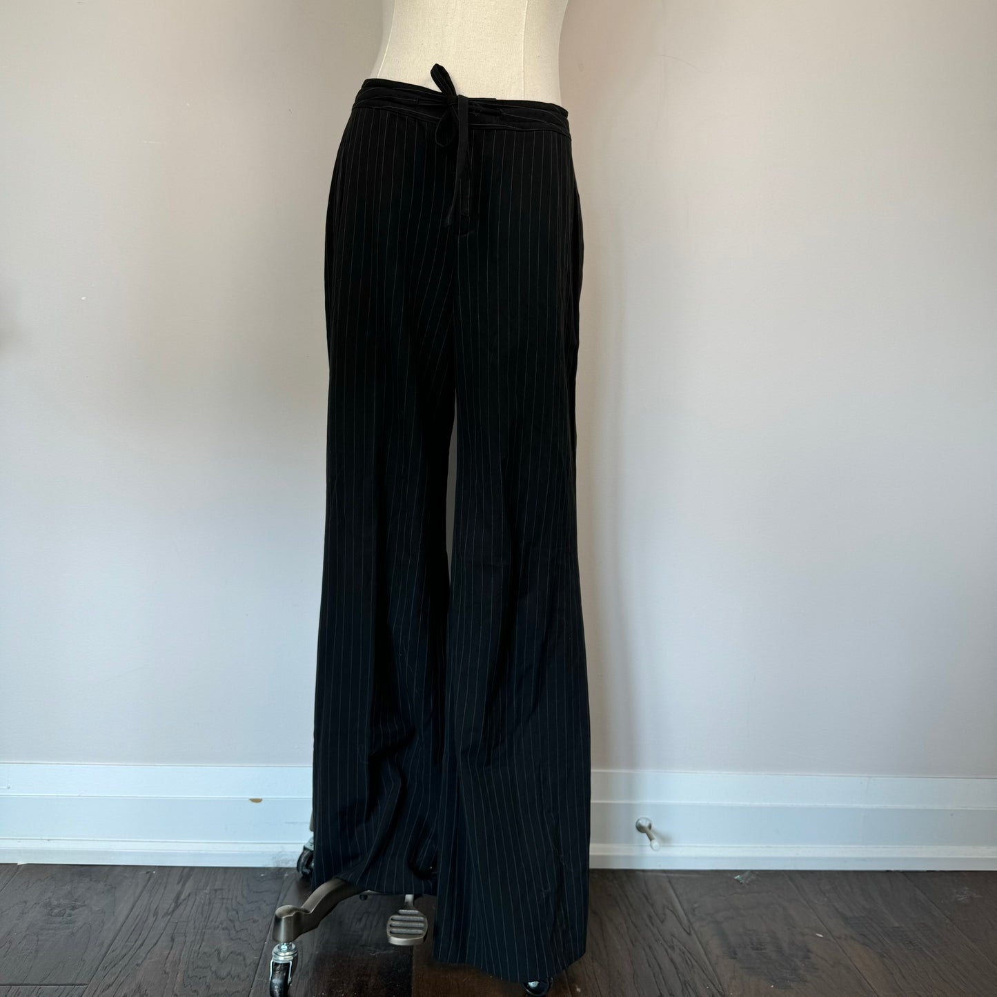 Black Pinstripe Flared Office Trousers