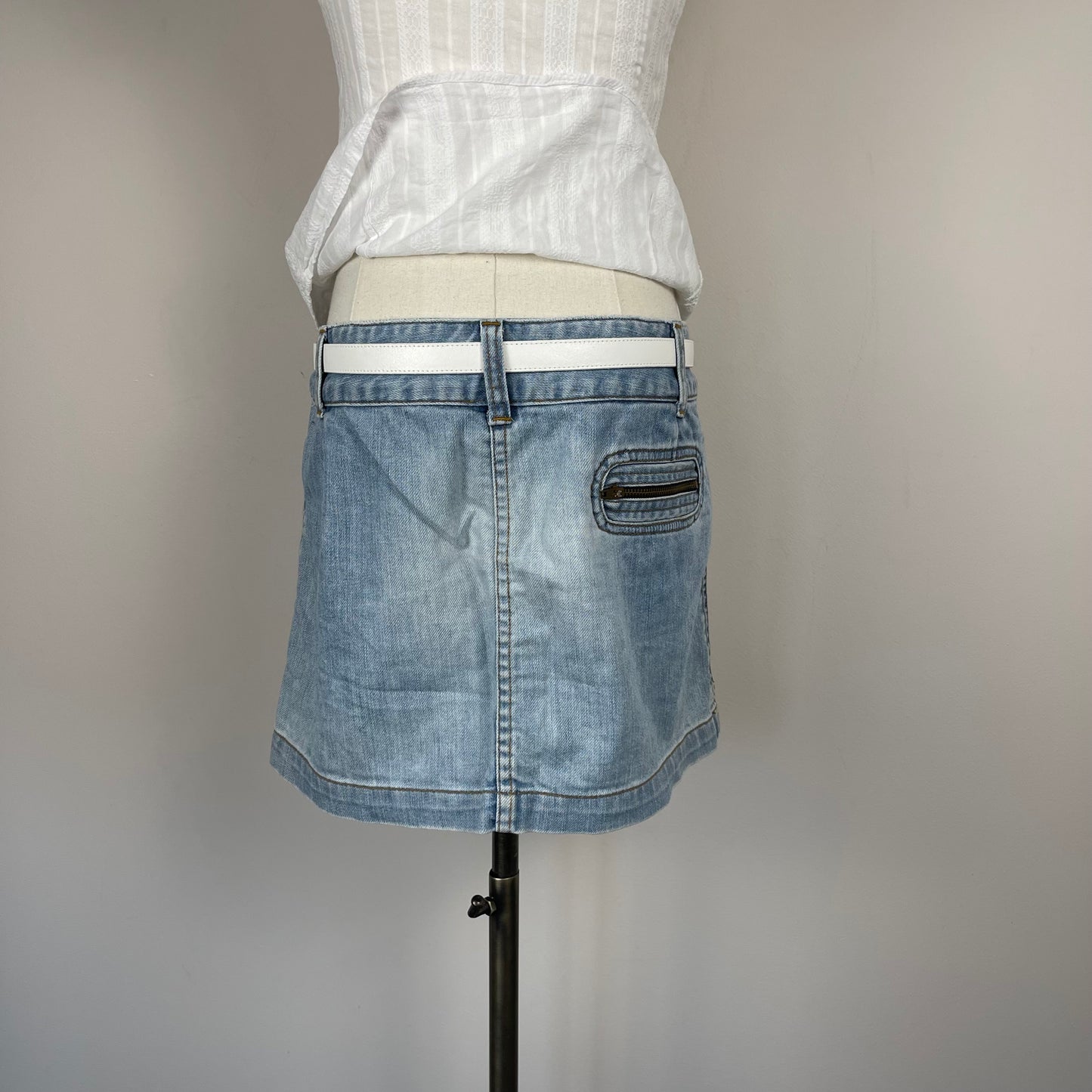 Retro Light Wash Denim Mini Skirt