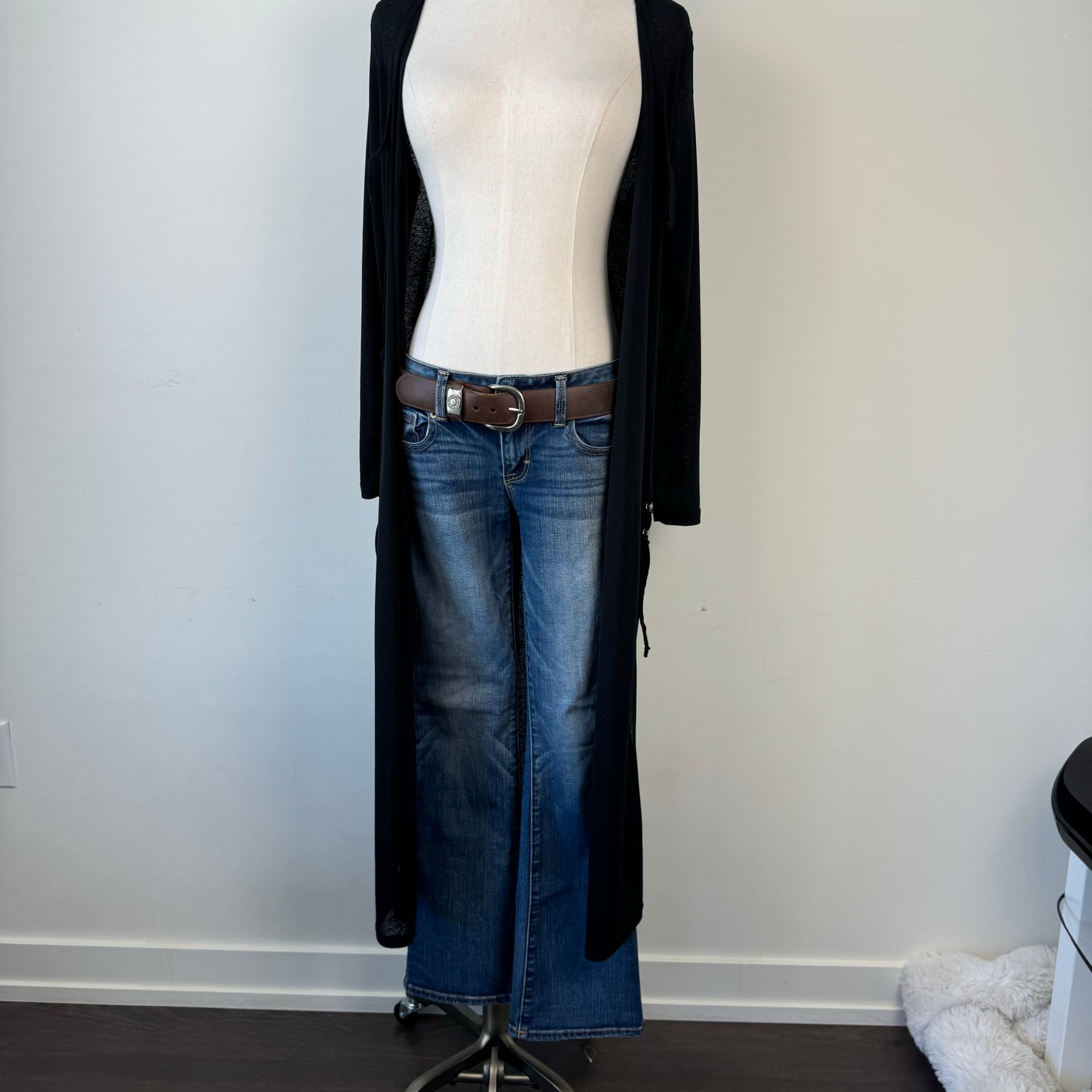 Open Front Tie Up Maxi Cardigan
