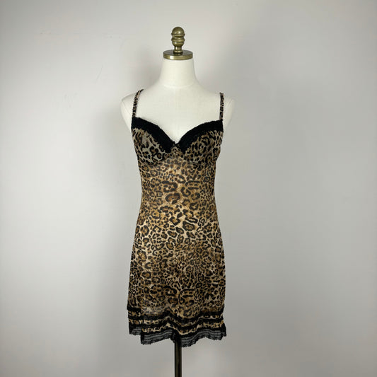 Leopard Print Babydoll Mesh Slip