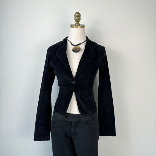 Black Corduroy Fitted Blazer Jacket