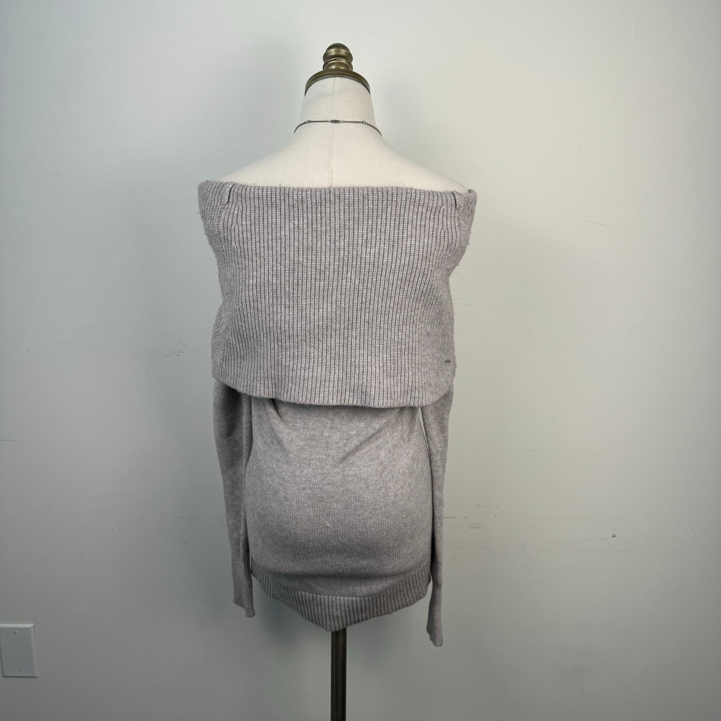 Off Shoulder Lace Up Knit Sweater