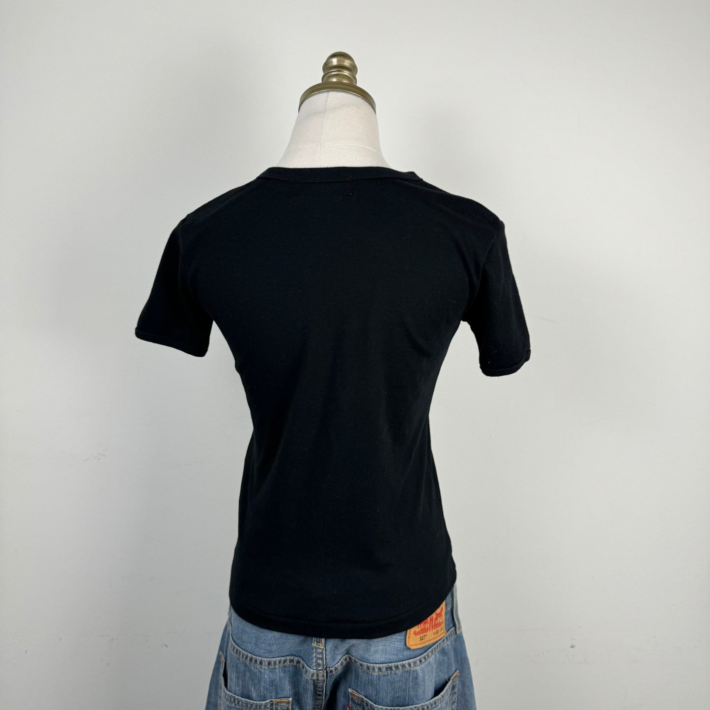 Black Graphic Fitted Baby Tee