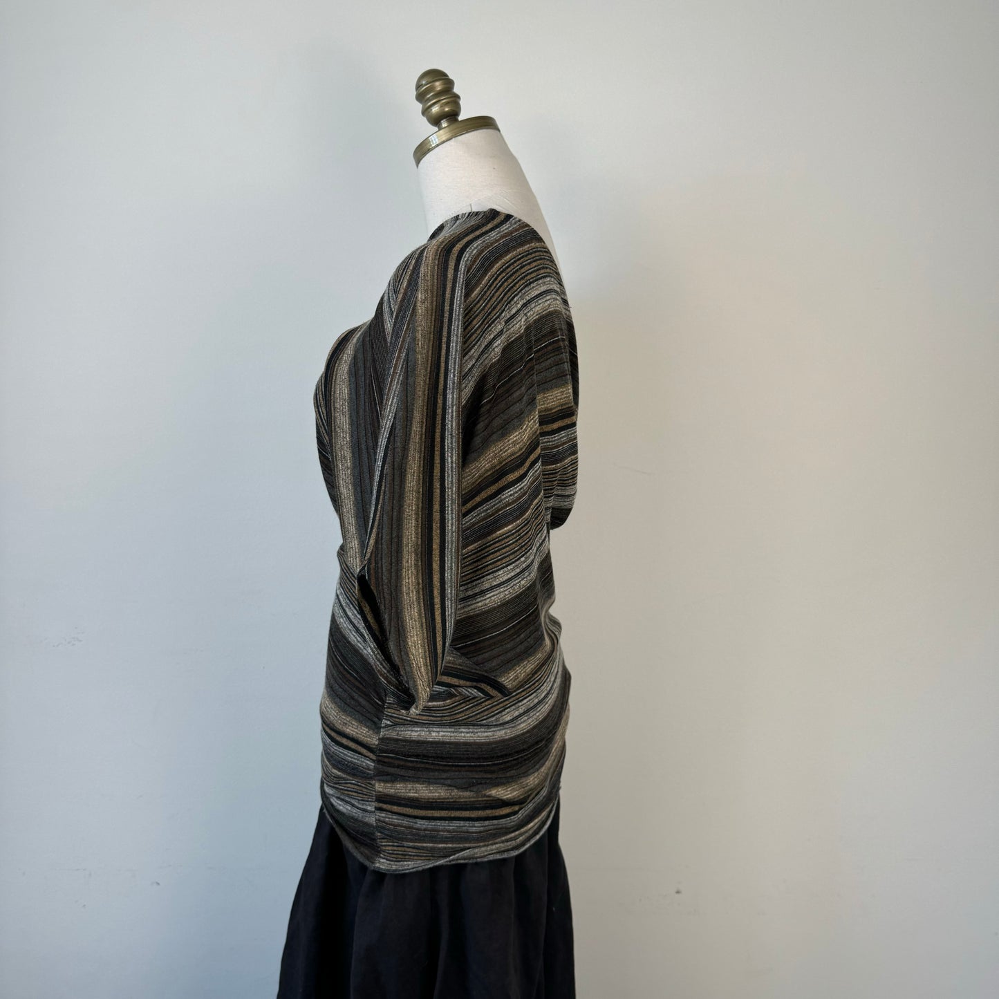 Striped Asymmetric Off Shoulder Sweater