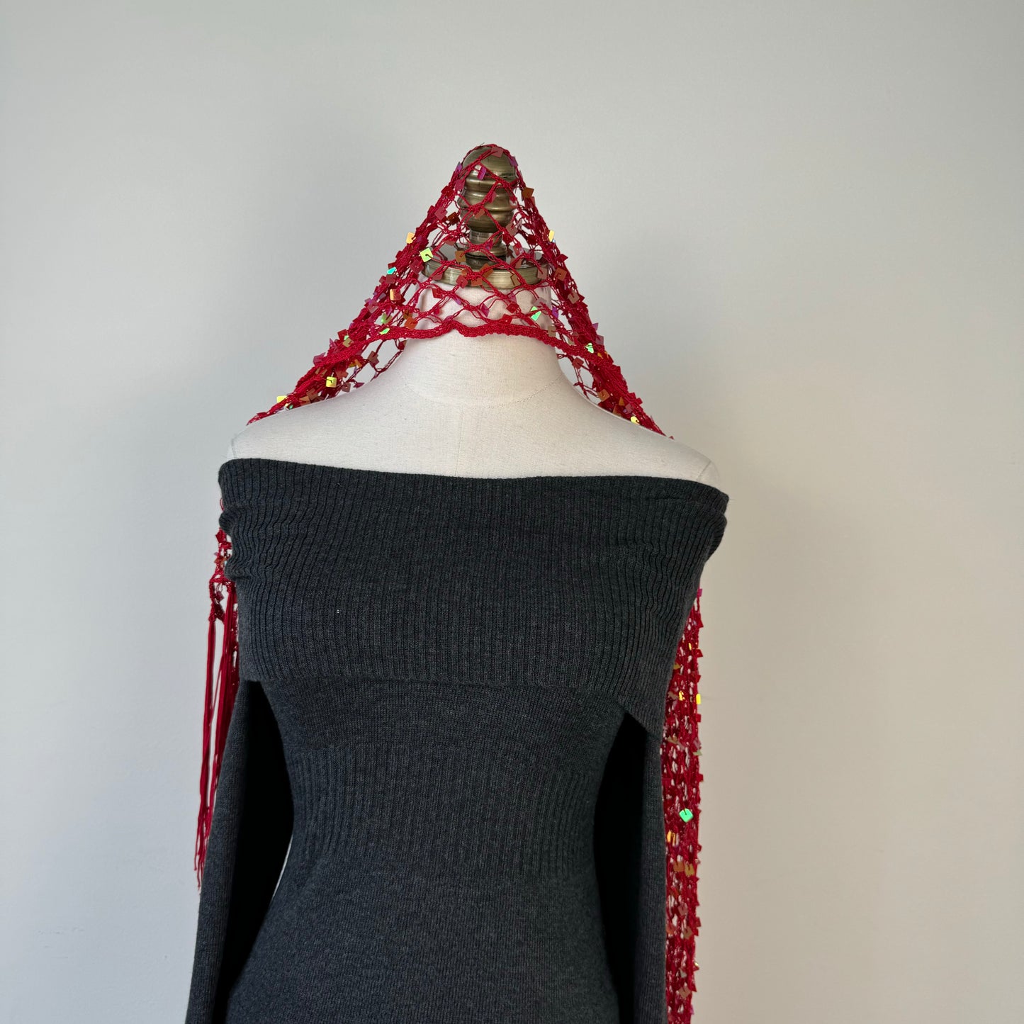Dark Grey Off The Shoulder Sweater
