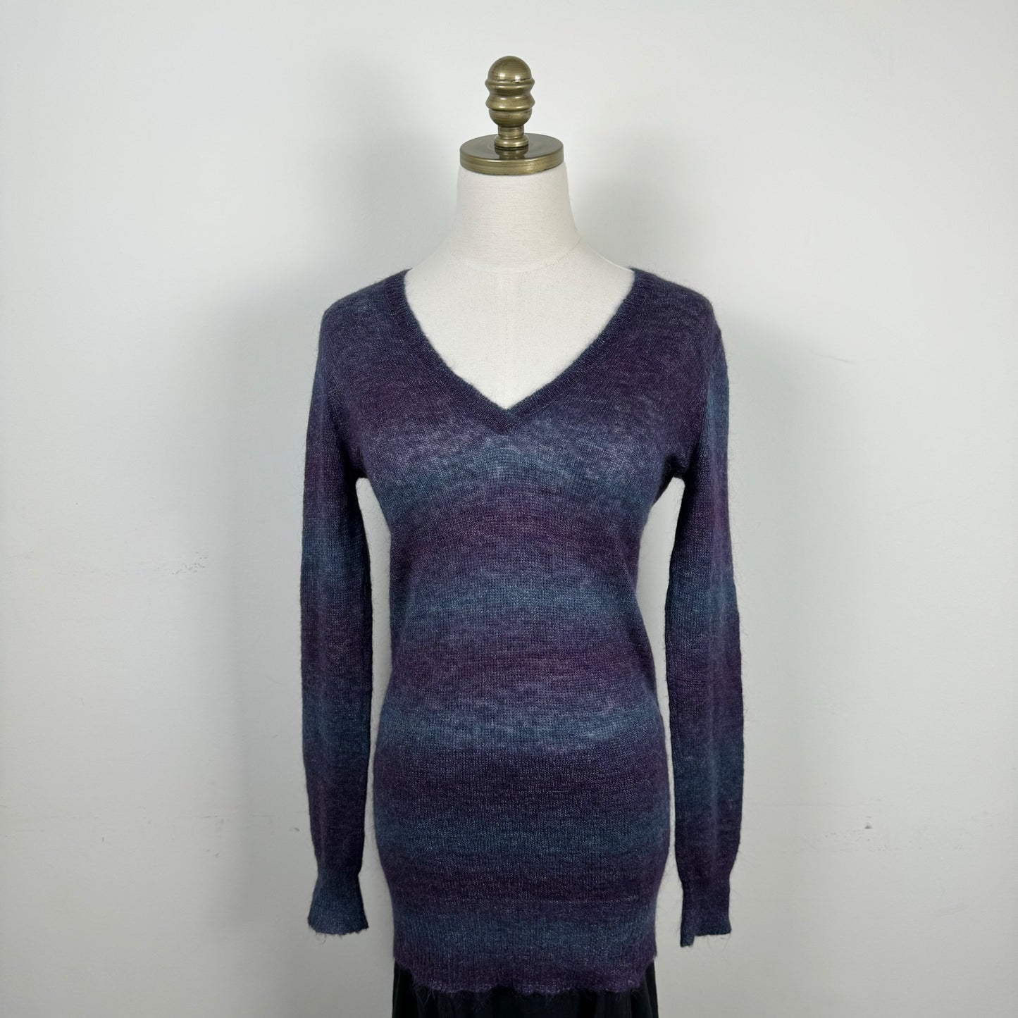 Purple Gradient Knit Mohair Blend Sweater
