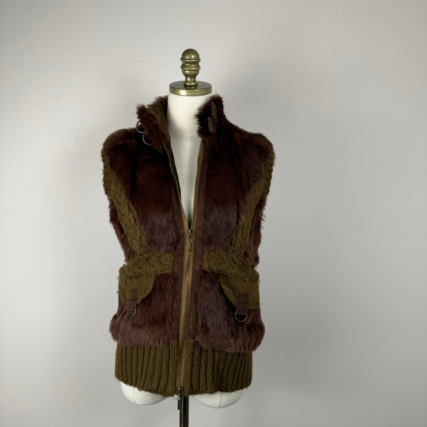 Vintage Fur Suede Knit Vest