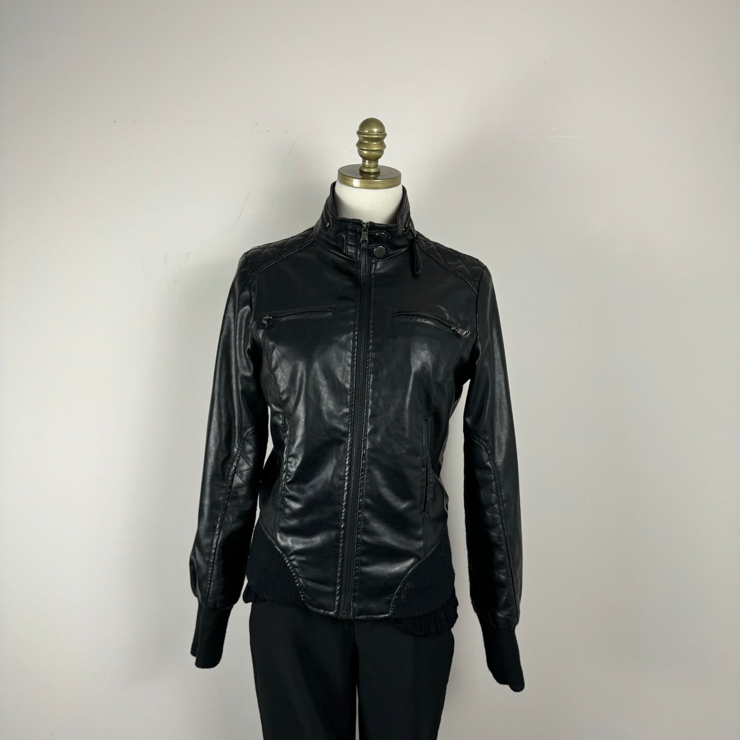 Vintage Black Leather Moto Jacket