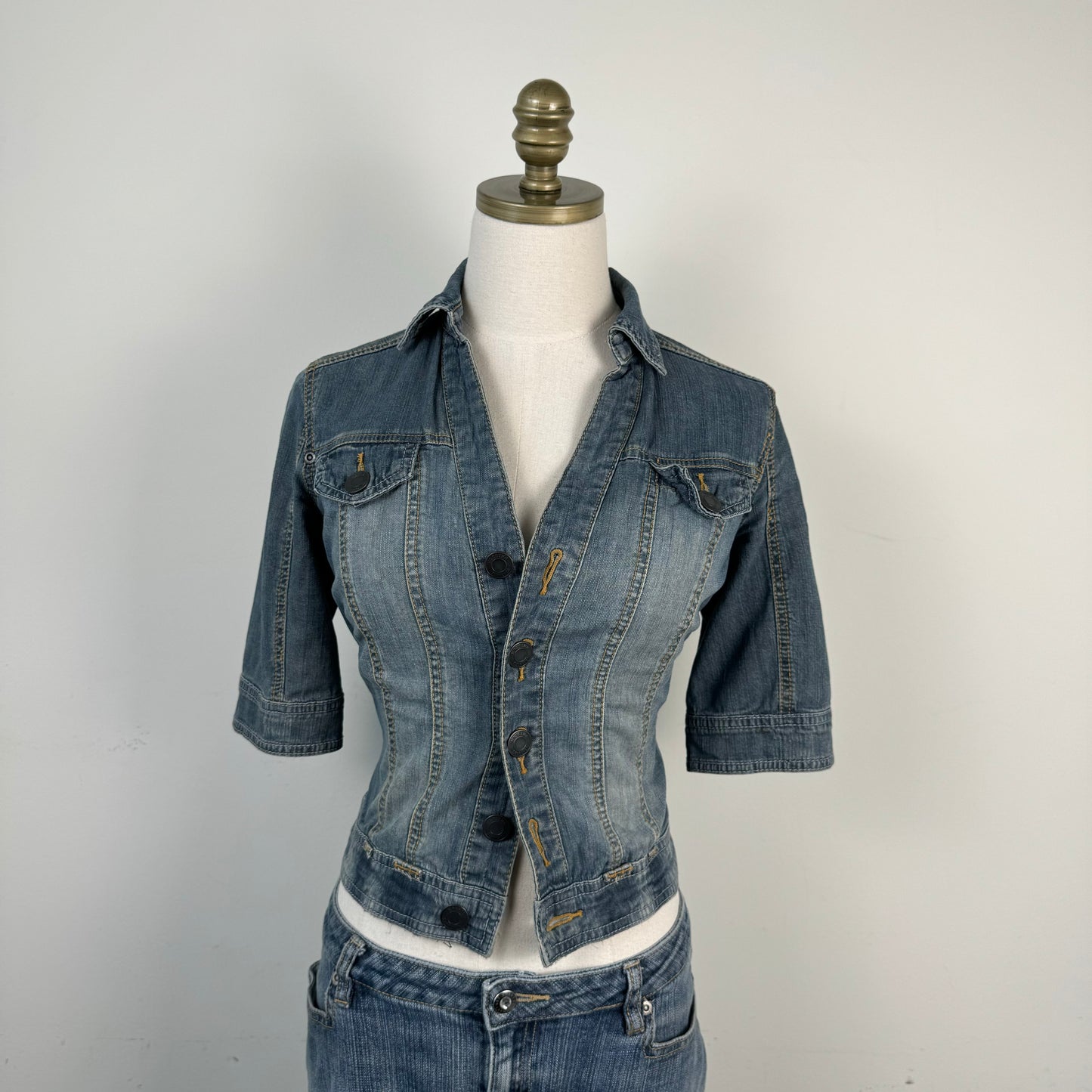 Fitted Denim Button Up Top