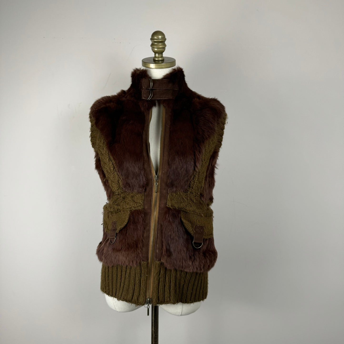 Vintage Fur Suede Knit Vest