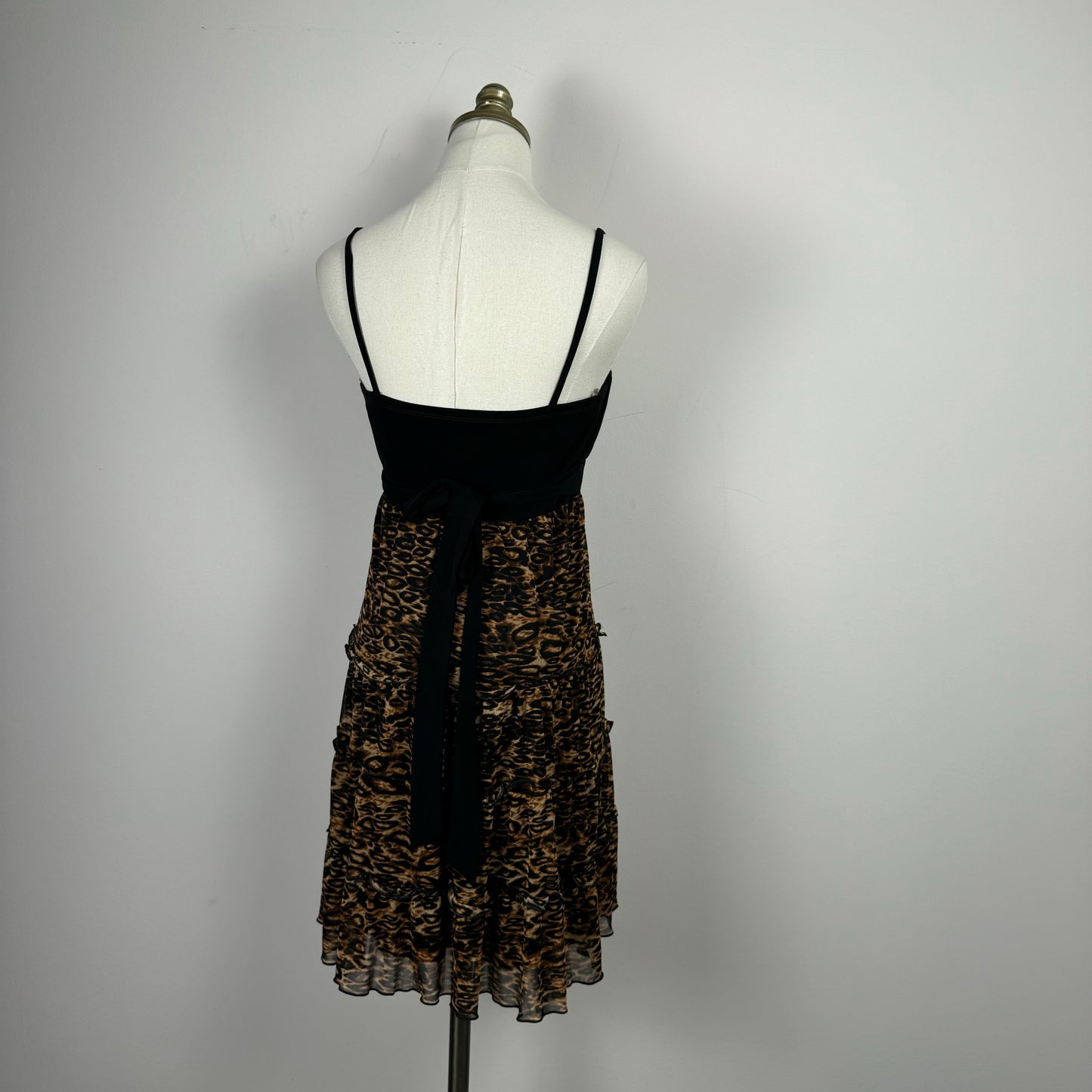 Babydoll Leopard Print Tiered Mini Dress