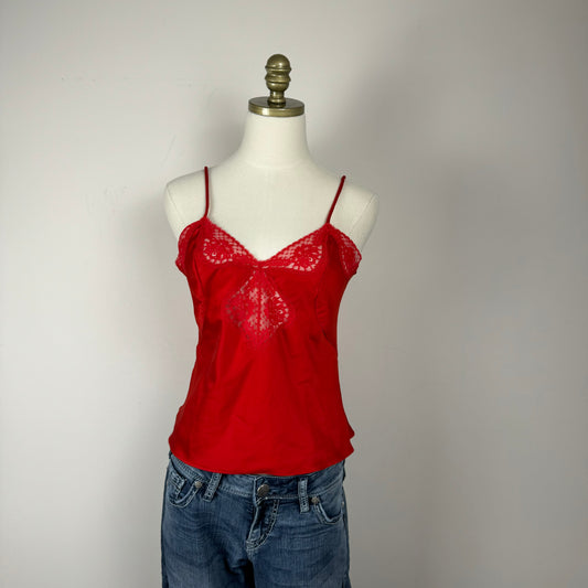 Vintage Red Lace Trim Cami