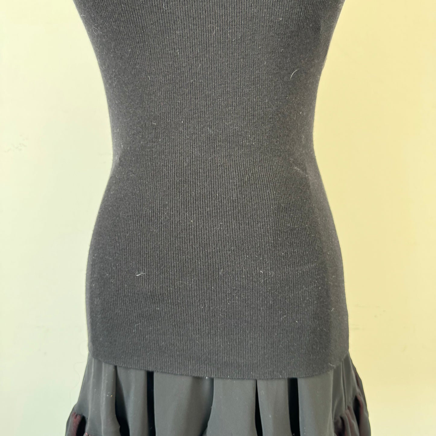 Black Mesh Trim Sweetheart Knit Top