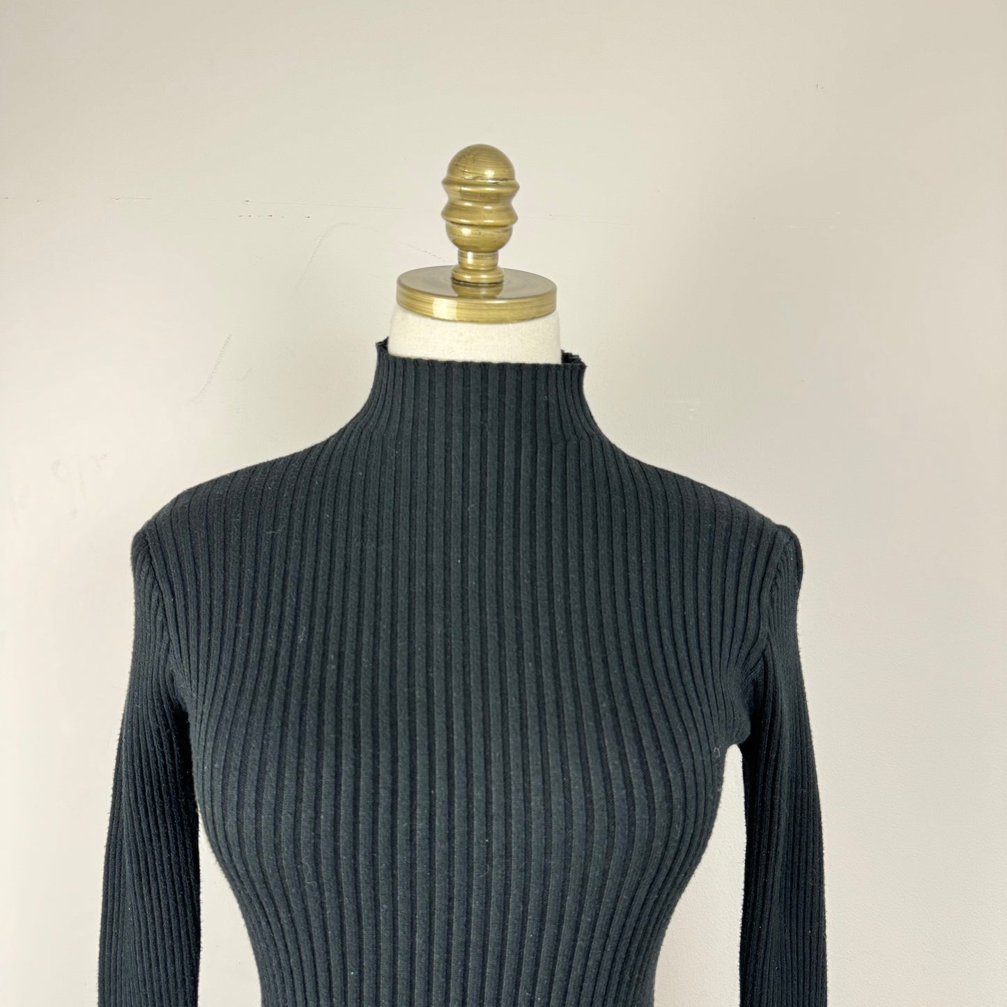 Black Mock Neck Fitted Sweater