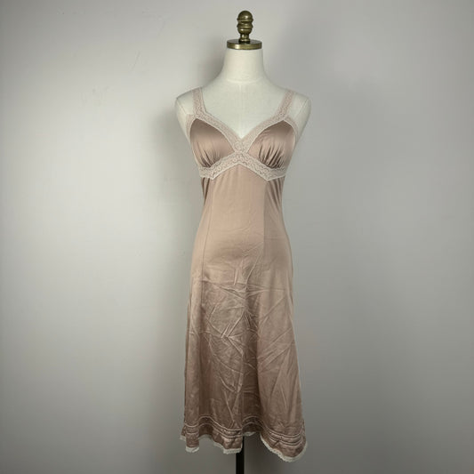 Vintage Muted Pink Lace Trim Slip Dress