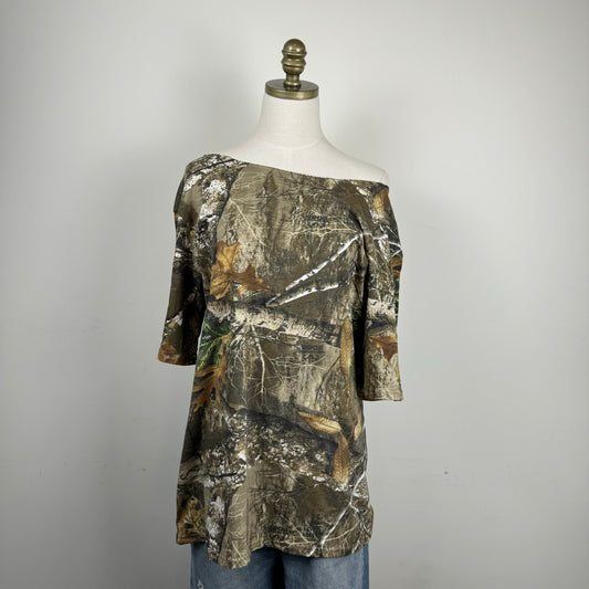 Real Tree Off Shoulder Oversized Top