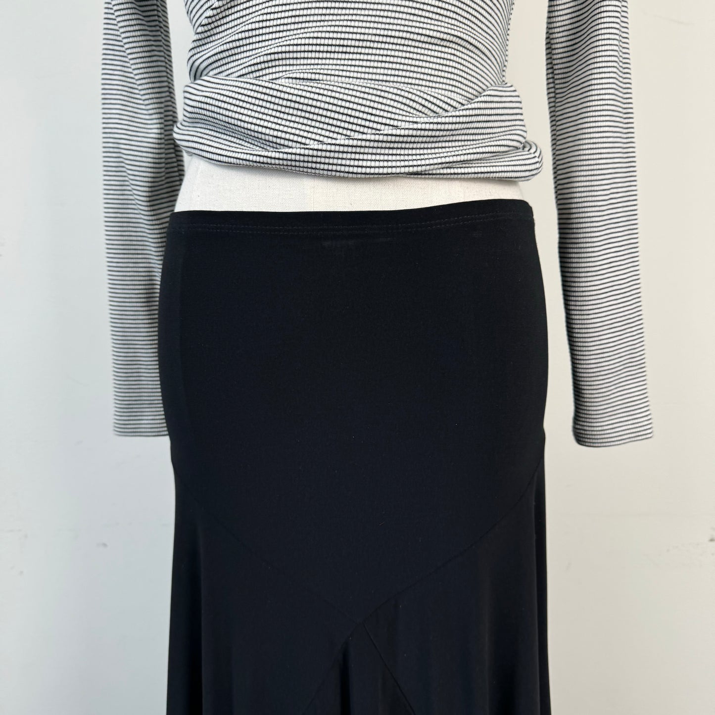 Vintage Black Asymmetric Midi Skirt