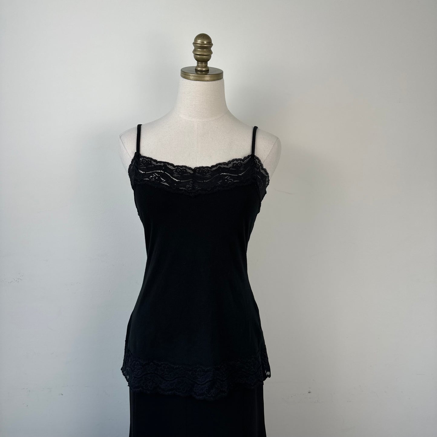 Black Lace Trim Cami Top